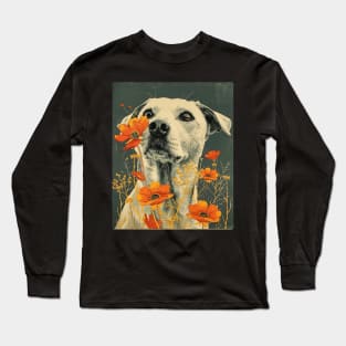 Labrador Retriever Flowers Photo Art Design For Dog Onwer Long Sleeve T-Shirt